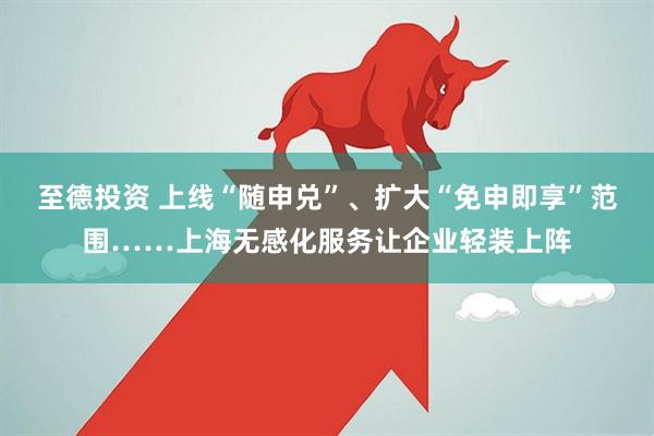 至德投资 上线“随申兑”、扩大“免申即享”范围……上海无感化服务让企业轻装上阵