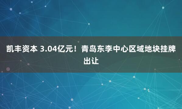 凯丰资本 3.04亿元！青岛东李中心区域地块挂牌出让