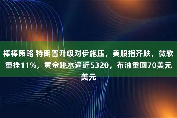 棒棒策略 特朗普升级对伊施压，美股指齐跌，微软重挫11%，黄金跳水逼近5320，布油重回70美元